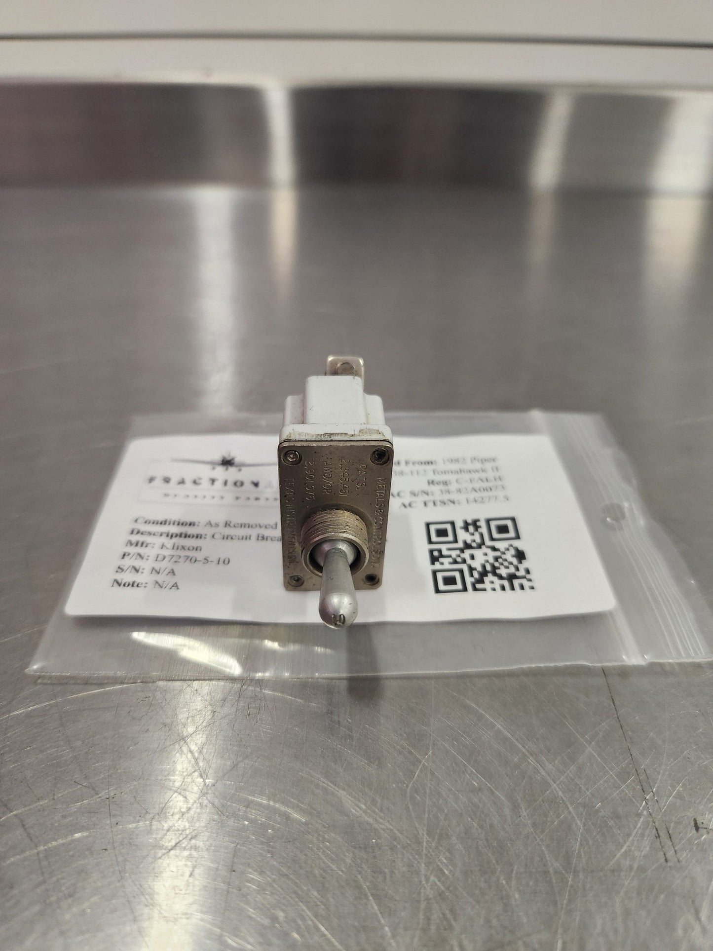D7270 - 5 - 10 Klixon Circuit Breaker Toggle Switch | FractionAIR Parts - Aircraft Parts & Accessories
