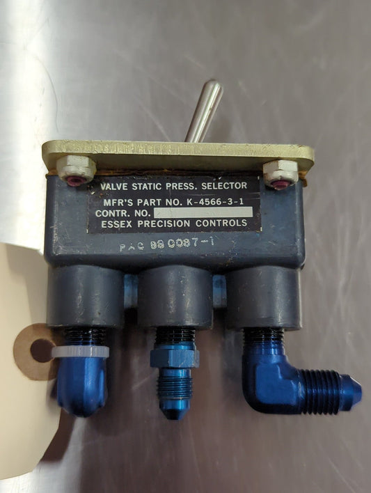 K - 4566 - 3 - 1 Essex Precision Controls Static Pressure Valve Selector | FractionAIR Parts - Aircraft Parts & Accessories