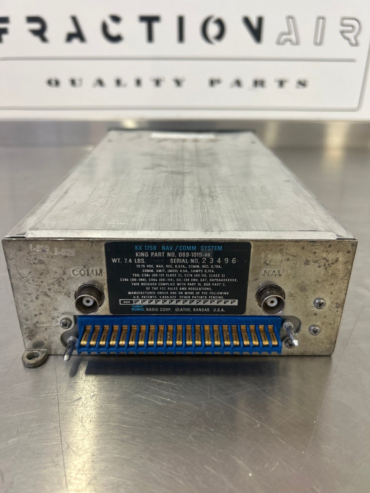 KX - 175B TSO King Radio Corp Com/Nav w/Tray | FractionAIR Parts - Aircraft Parts & Accessories