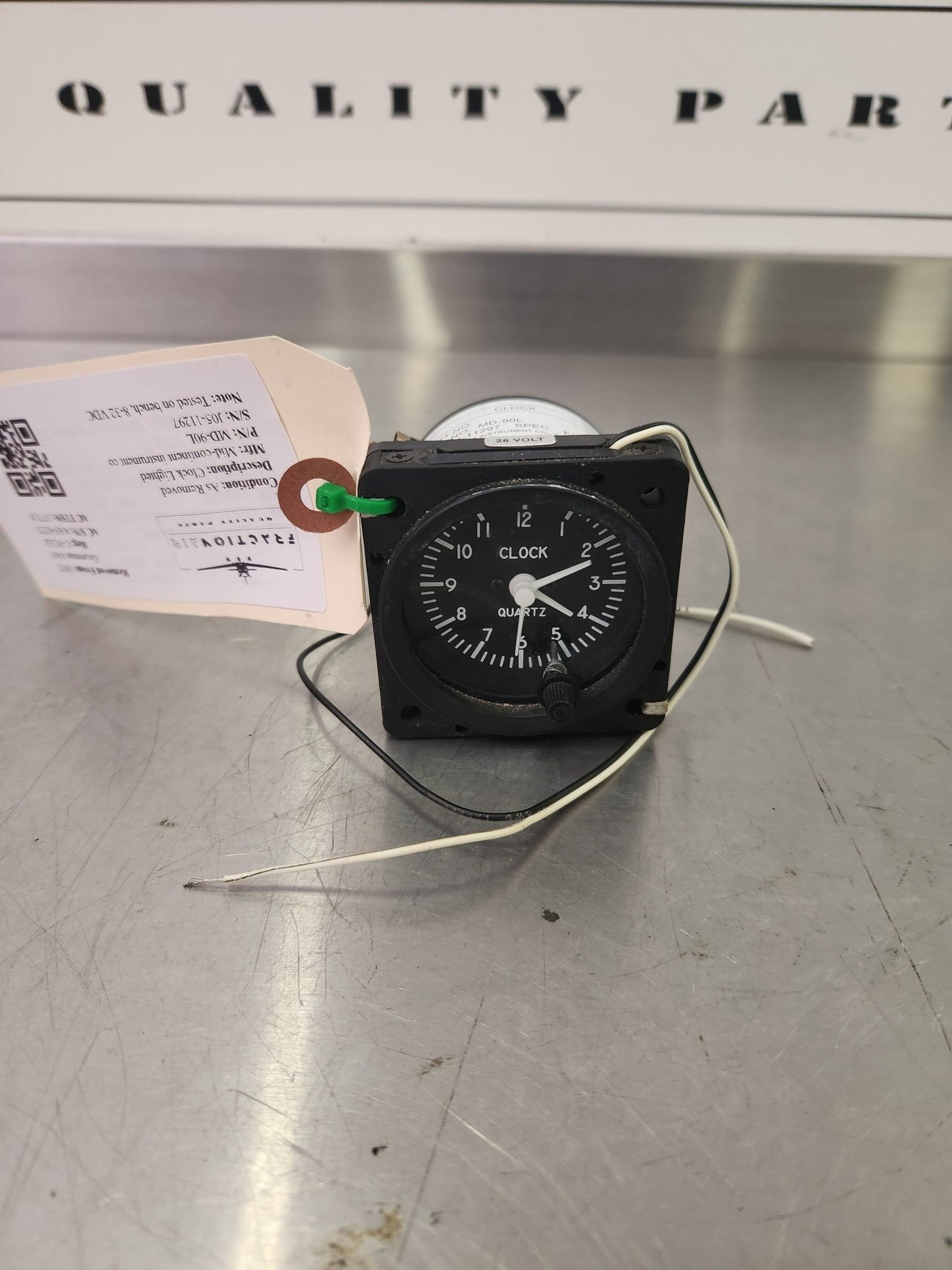 MD - 90L Mid - continent instrument co Clock Lighted | FractionAIR Parts - Aircraft Parts & Accessories