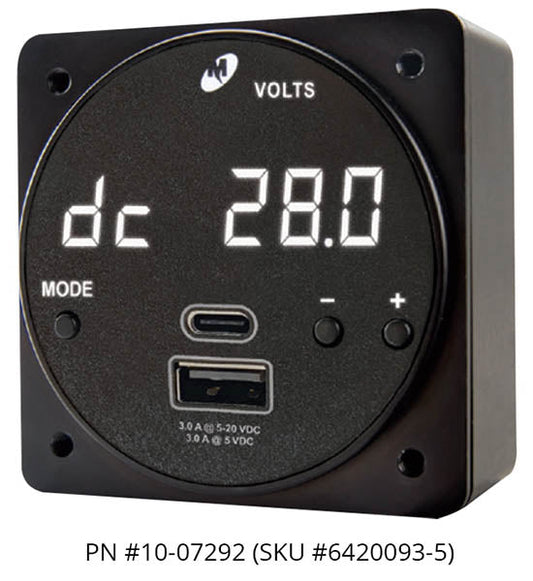 Mid-Continent Chronos Digital Clock — Dual USB Charger 6420093-2 | FractionAIR Parts - Aircraft Parts & Accessories