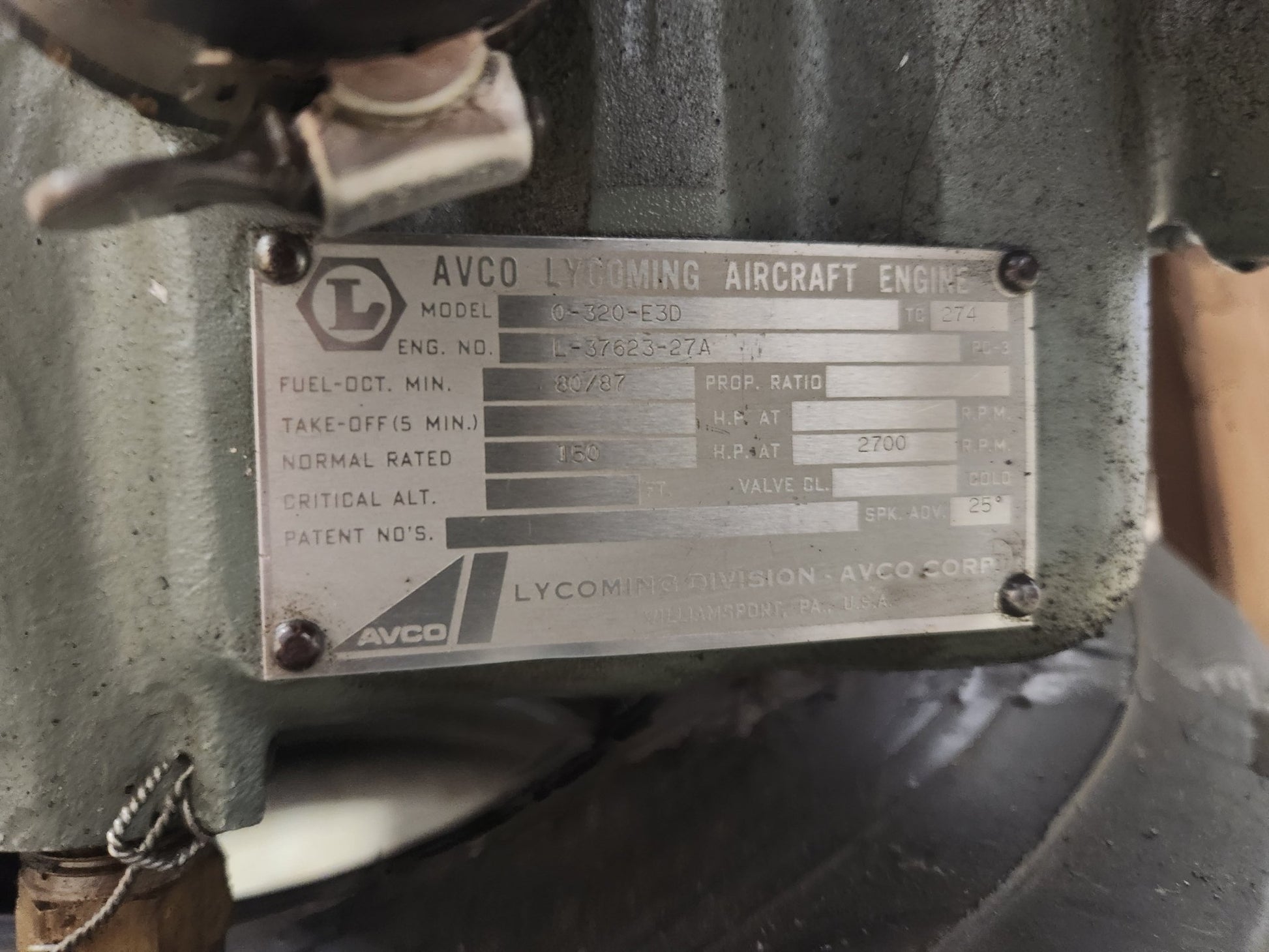 O - 320 - E3D LYCOMING ENGINE ASSY w/o ACCESSORIES (CORE) | FractionAIR Parts - Aircraft Parts & Accessories