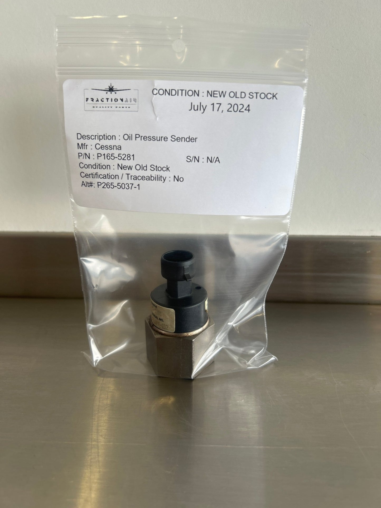 Oil Pressure Sender P165 - 5281 / P265 - 5037 - 1 | FractionAIR Parts - Aircraft Parts & Accessories
