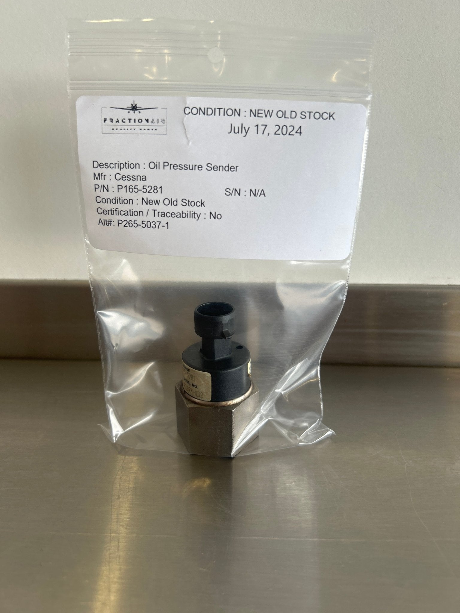 Oil Pressure Sender P165 - 5281 / P265 - 5037 - 1 | FractionAIR Parts - Aircraft Parts & Accessories