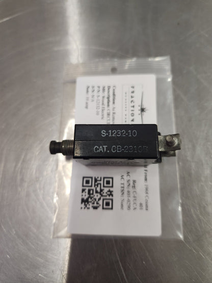 S - 12132 - 10 Wood Electric CIRCUIT BREAKER 10 AMP | FractionAIR Parts - Aircraft Parts & Accessories