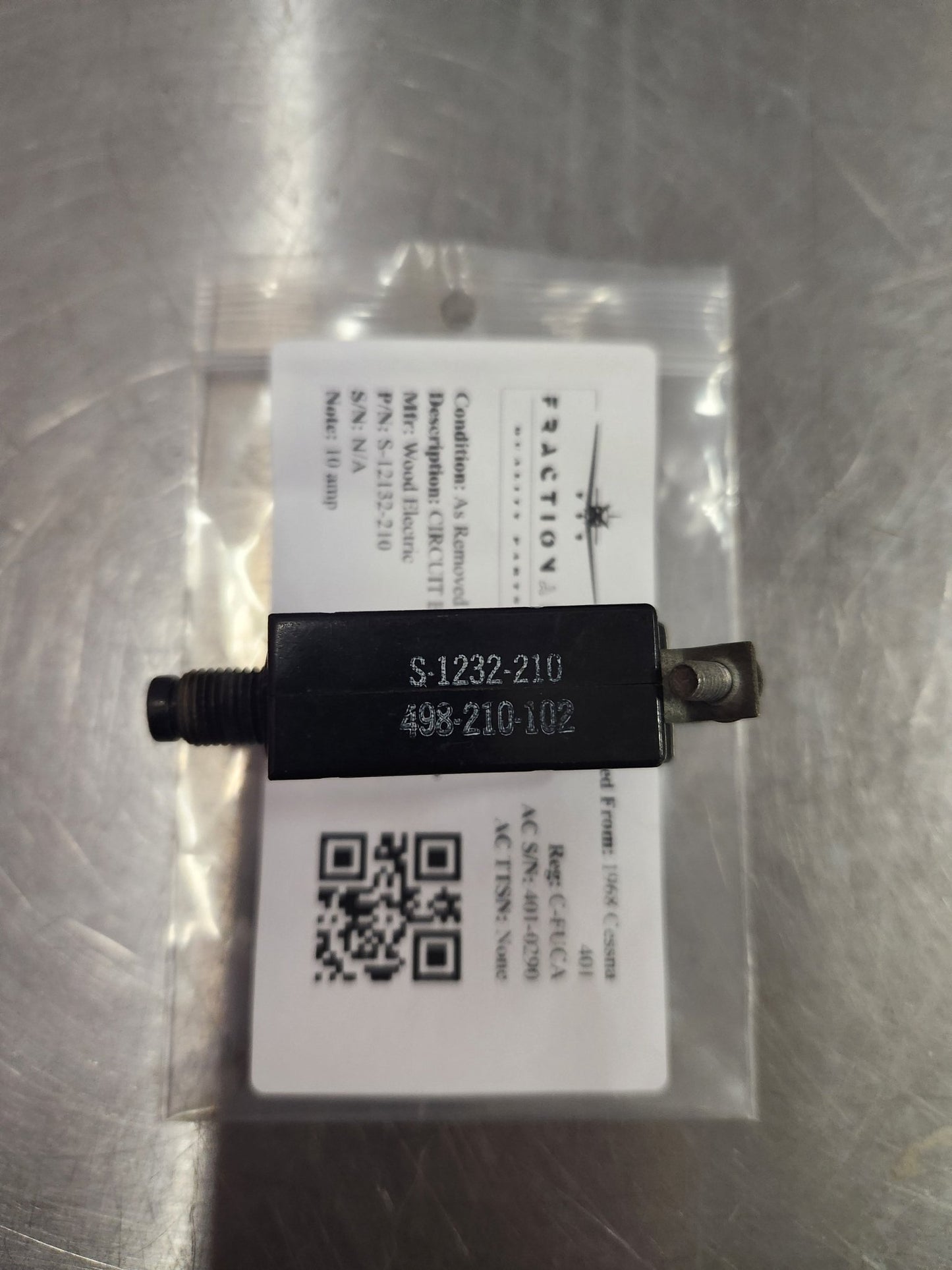 S - 12132 - 210 Wood Electric CIRCUIT BREAKER 10 AMP | FractionAIR Parts - Aircraft Parts & Accessories