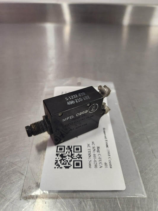 S - 12132 - 210 Wood Electric CIRCUIT BREAKER 10 AMP | FractionAIR Parts - Aircraft Parts & Accessories