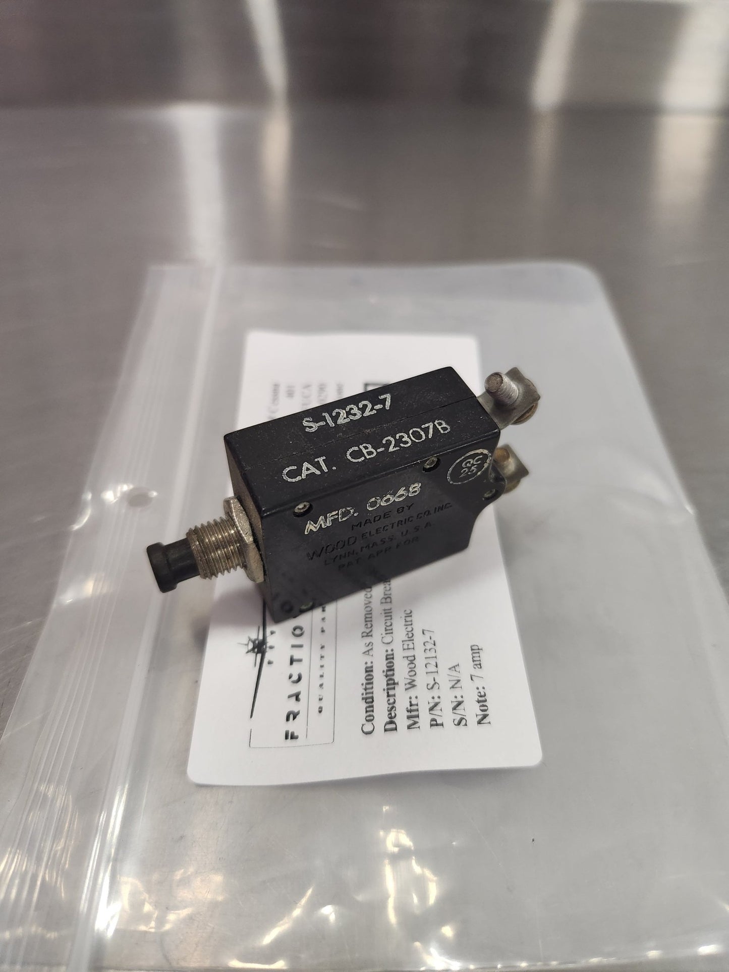 S - 12132 - 7 Wood Electric CIRCUIT BREAKER 7 AMP | FractionAIR Parts - Aircraft Parts & Accessories
