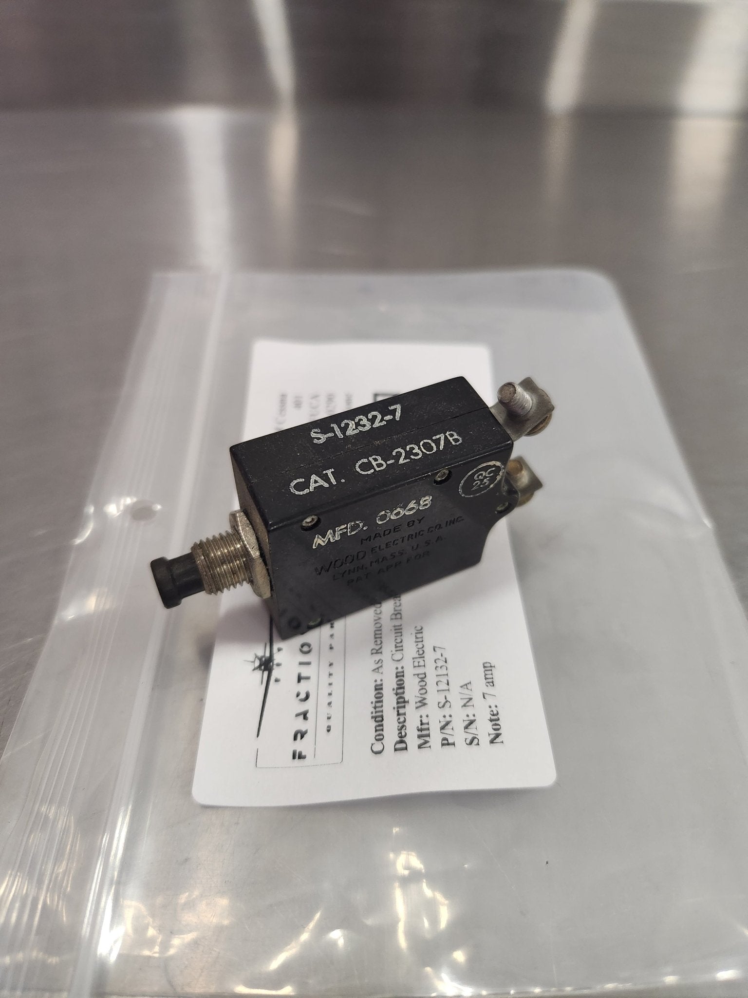 S - 12132 - 7 Wood Electric CIRCUIT BREAKER 7 AMP | FractionAIR Parts - Aircraft Parts & Accessories