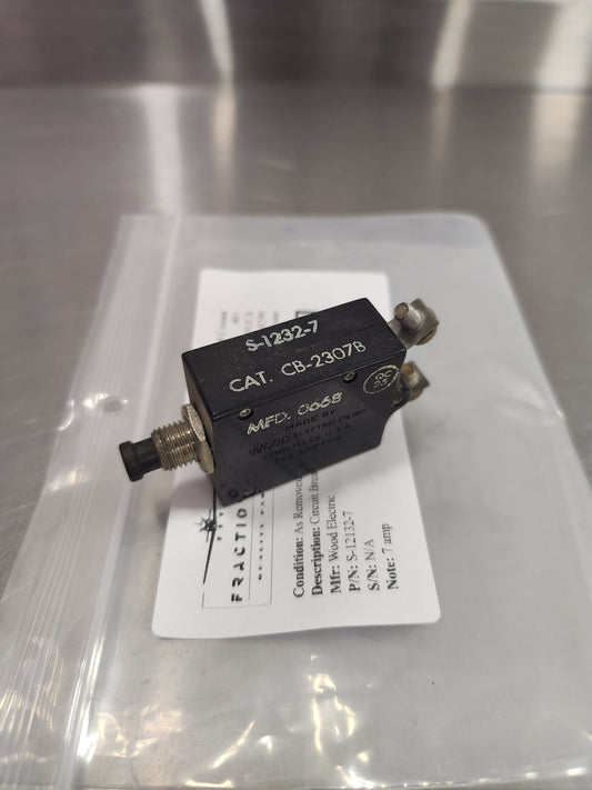 S - 12132 - 7 Wood Electric CIRCUIT BREAKER 7 AMP | FractionAIR Parts - Aircraft Parts & Accessories