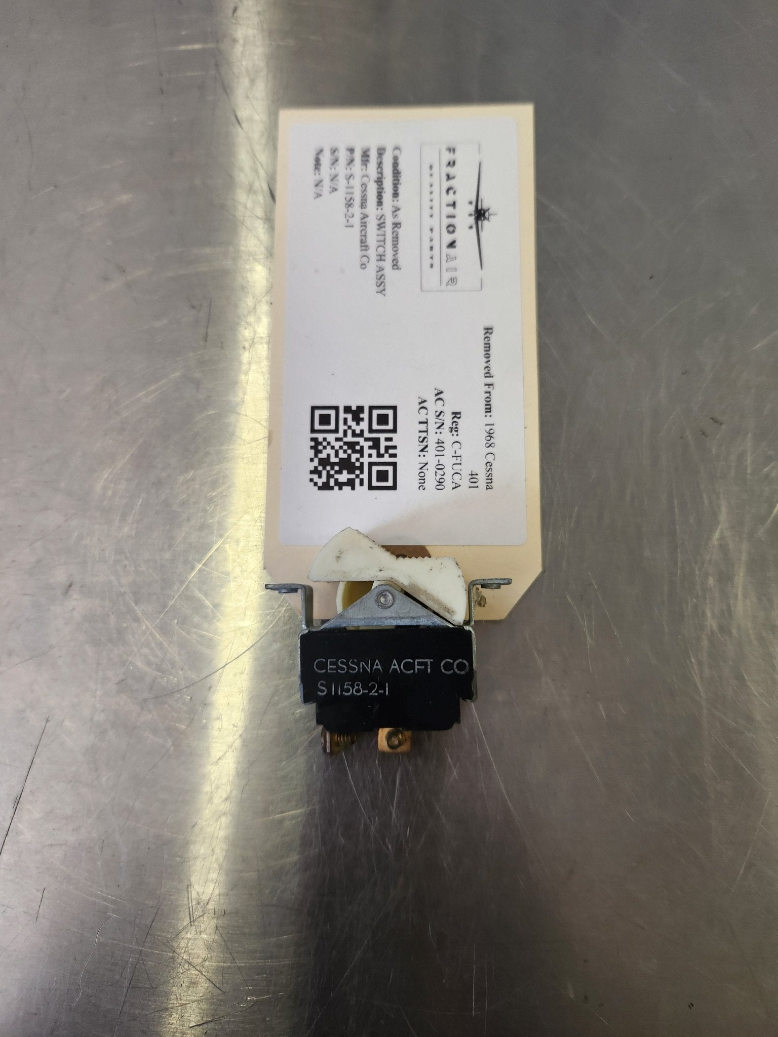 S‑1158‑2‑1 Cessna Aircraft Co SWITCH ASSY | FractionAIR Parts - Aircraft Parts & Accessories