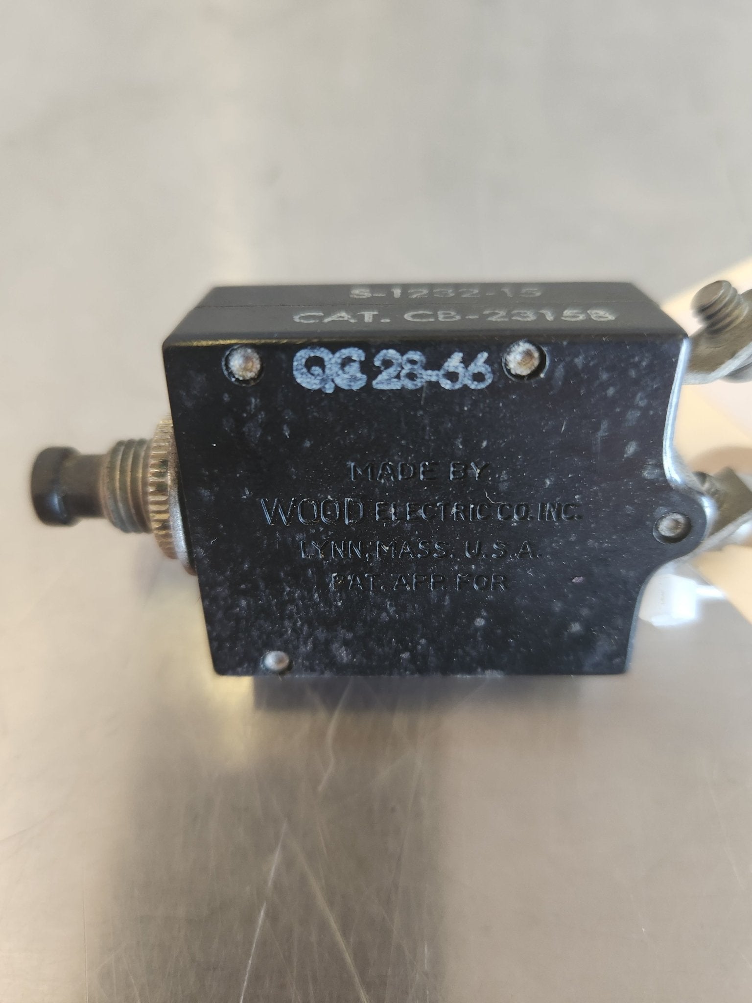 S1232 - 15 Wood Electric CIRCUIT BREAKER 15A CB - 23158 | FractionAIR Parts - Aircraft Parts & Accessories