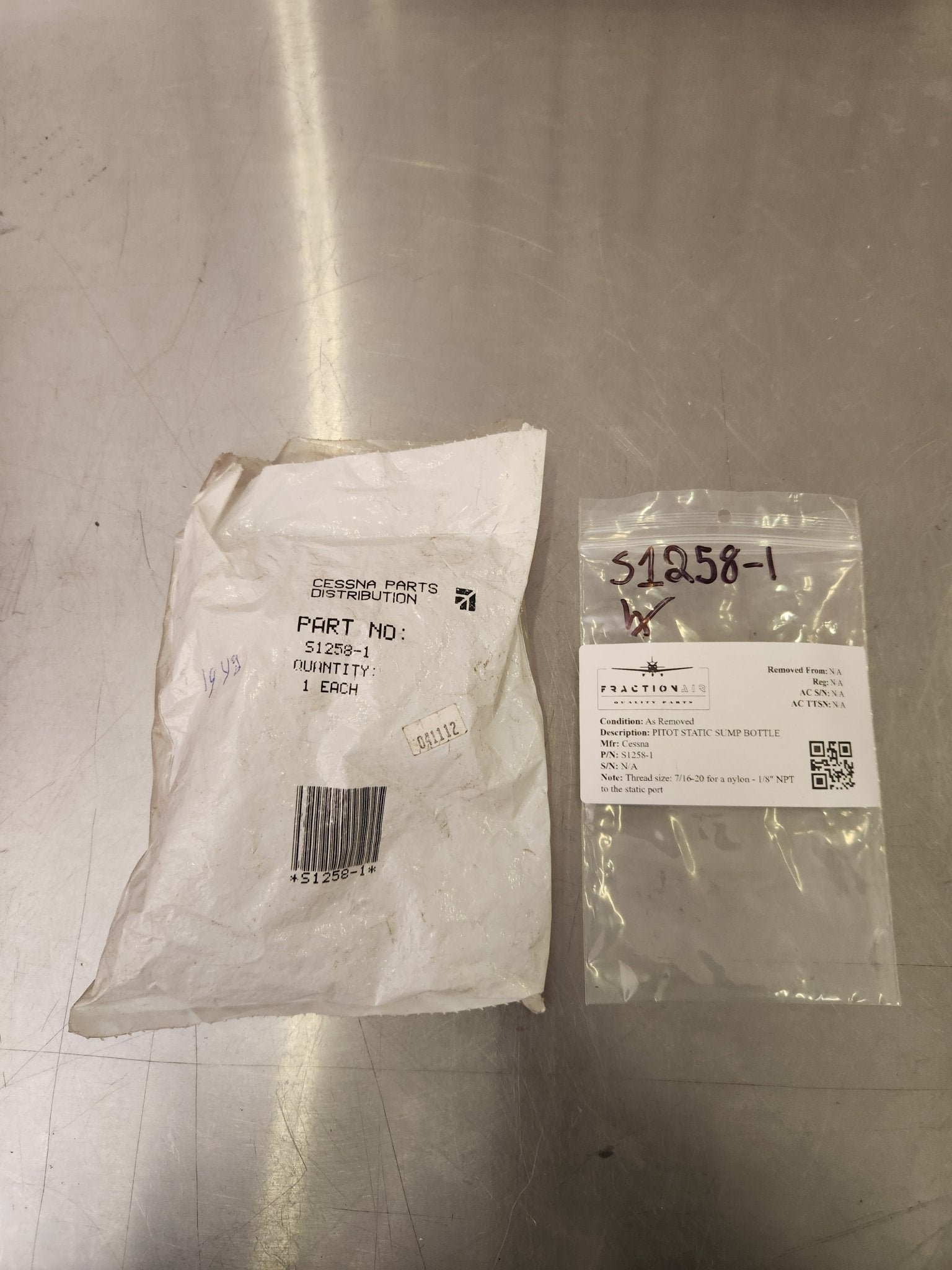 S1258 - 1 Cessna PITOT STATIC SUMP BOTTLE | FractionAIR Parts - Aircraft Parts & Accessories