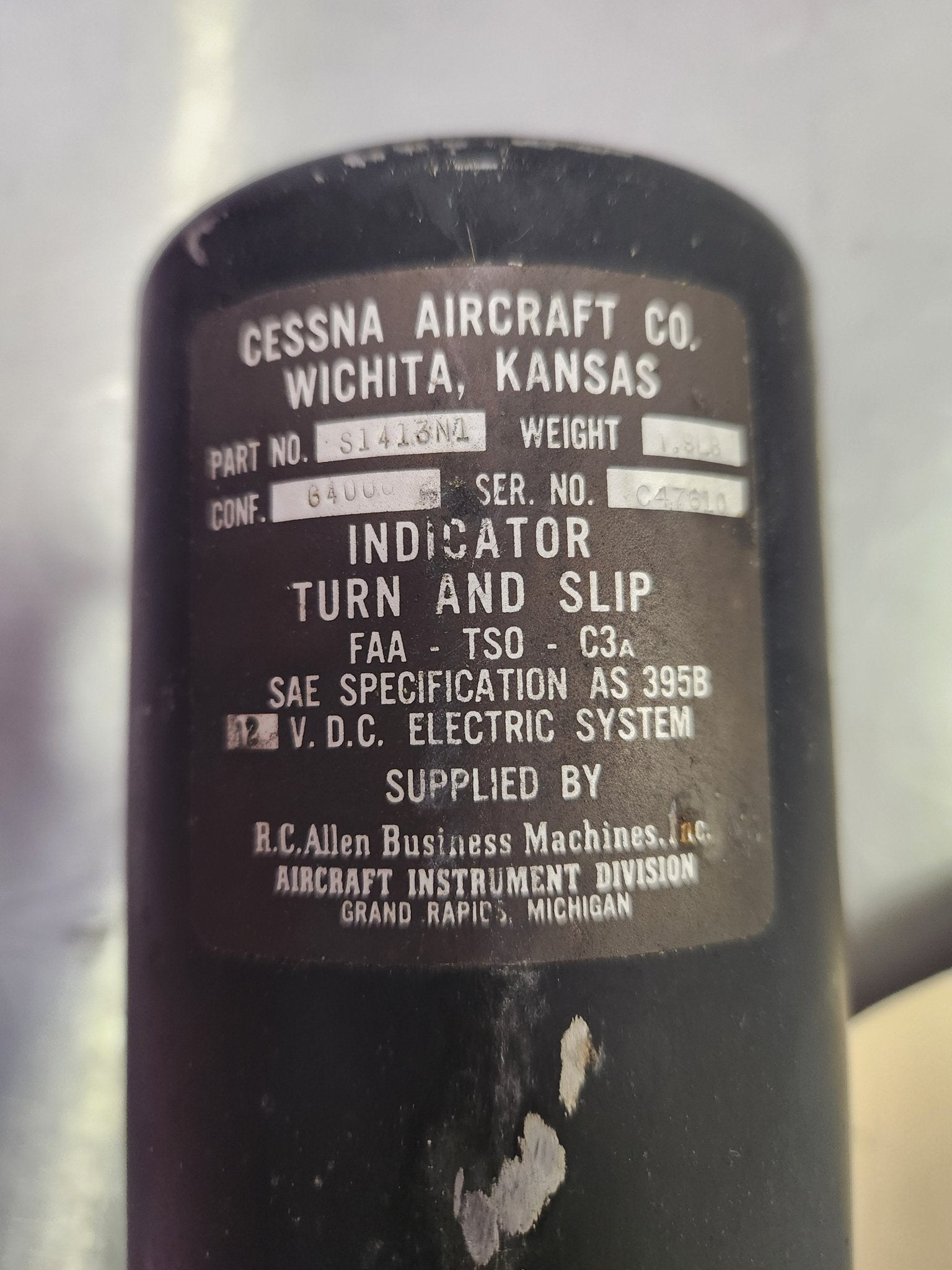 S1413N1 R.C Allen Business Machines Inc Turn and Slip Indicator | FractionAIR Parts - Aircraft Parts & Accessories
