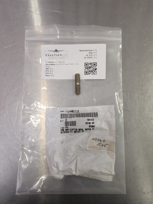 SA402151 Stud 5/16 X 1 1/4 Long | FractionAIR Parts - Aircraft Parts & Accessories